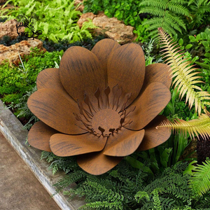 Grande sculpture de <span class=keywords><strong>rose</strong></span> en acier corten brun, décoration de rue de parc, artisanat métallique, plante, fleur, BLVE - Product Image 4