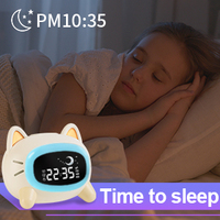 Luz de despertador inteligente para niños, lámpara digital usb con doble luz solar, 3 despertadores, entrenador de sueño con cargador usb