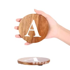 Posavasos redondo de madera con la letra B, tapete aislante del calor para tazas de té y café, uso doméstico - Product Image 5