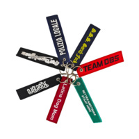 Porte-clés personnalisé en polyester tissé double face avec logo, boucle métallique unique et patch brodé avion