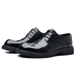 Chaussures pour hommes en cuir pleine fleur à semelle épaisse, style décontracté et professionnel, type Derby, style britannique - Product Image 3