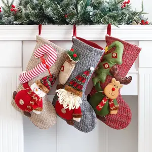 Sevimli karikatür tasarım hediye Santa çuval hediye çantası dekoratif kadife noel çorap ev dekor Navidad