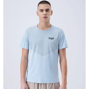 T-shirts unis pour hommes, col rond, séchage rapide, t-shirt de sport, manches courtes, 100% polyester, t-shirt de sport - Product Image 6