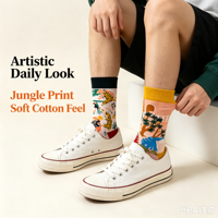 Chaussettes en coton tricoté à motifs abstraits colorés pour hommes et femmes, chaussettes de mode botanique jungle, service de personnalisation en gros ODM