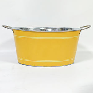 ถังน้ำแข็งเหล็กชุบสังกะสีรูปไข่สีเหลือง16ลิตรสำหรับปาร์ตี้ถังใส่เครื่องดื่มสำหรับปิกนิกถังน้ำแข็งโลหะ - Product Image 6