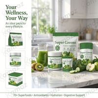 OEM Super Grünpulver Grüne Superfood-Mischung mit Spirulina Weizengras Chlorella Spinat für Energie Entgiftung Immununterstützung