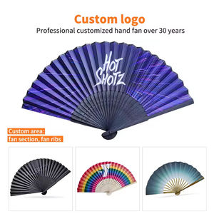 Usine grand bricolage personnalisé imprimé pliant ventilateur pliable bois <span class=keywords><strong>tissu</strong></span> main ventilateur <span class=keywords><strong>en</strong></span> gros bambou Clack ventilateurs pour Sublimation - Product Image 3