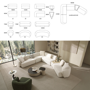 Ensemble de canapés modulaires confortables et économiques avec rembourrage en éponge, design contemporain pour les salons d'appartements et de villas - Product Image 2