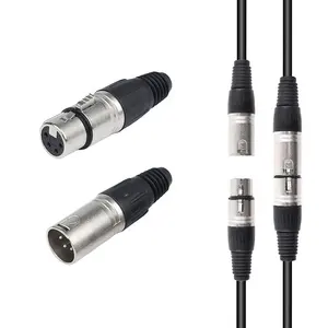 XLR Male Female 4 Pin Plug Cable Connector with Nickel Housing and Silver Contacts