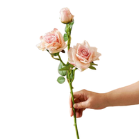 Simulation de fleurs en soie rose âgées de 3 mois, fleurs artificielles, ornements de fleurs en soie, style de peinture