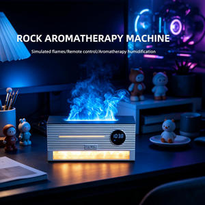 <span class=keywords><strong>Diffuseur</strong></span> d'arômes électrique portable en pierre de sel de cristal avec horloge-réveil <span class=keywords><strong>LED</strong></span> flamme et humidificateur, capacité 260 ml - Product Image 4