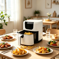 Friteuse à air électrique Vasion 5L 1500W avec contrôle numérique, protection contre la surchauffe, forme carrée, appareil de cuisine domestique