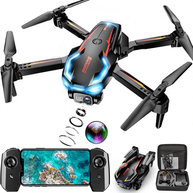 Drone Camera Adults 2K HD FPV Upgrade Altitude Hold One-Key Take Off/Landing Speed Adjustment Headless Mode 2.2MP