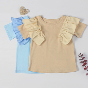 T-shirt manches courtes en coton doux pour bébé avec épaules volantées, couleurs <span class=keywords><strong>pastel</strong></span>, col rond - Product Image 1