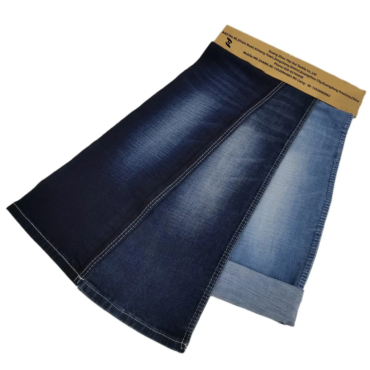 Kualitas tinggi stok lot 90% katun 12oz 63 inci lebar bernapas dicelup kain denim untuk jeans dan pakaian