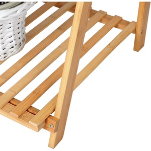 Modern 4-layer natural bamboo lacquer finish plant stand, foldable <b>ladder</b>, living room flower stand display rack - Product Image 4
