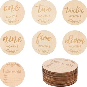 Tarjetas de hitos mensuales de madera transfronterizas, suministros conmemorativos para el <span class=keywords><strong>crecimiento</strong></span> <span class=keywords><strong>del</strong></span> bebé y el embarazo, guardián de memoria especial para bebés - Product Image 2