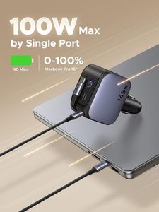 شاحن سيارة <span class=keywords><strong>UGREEN</strong></span> 145 واط قابل للسحب بمنفذ USB-C، شحن سريع 3 في 1 (3C 1A)، محول ولاعة سجائر من النوع C للآيفون - Product Image 3