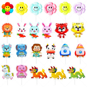 CYmylar虹色イルカヘリウムバルーンカップスティック虹色デイジーフラワークリップホルダー赤ちゃんシャワーパーティー用 - Product Image 1