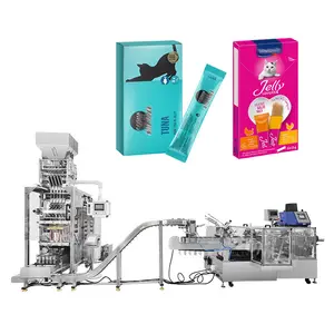 Automatic multilane liquid pet cat strip wet snack food sachet carton box packing machine