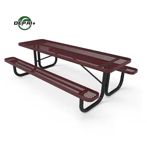 American Style Expanded Steel 6ft 8ft Rectangle Picnic Tables For Outdoor Parks