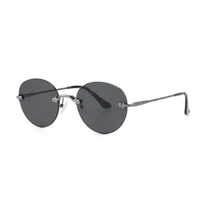 Винтажные модные титановые солнцезащитные очки без оправы Модные солнцезащитные очки мужские металлические унисекс универсальные UV400