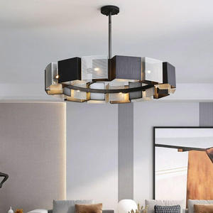 Suspension industrielle vintage en fer noir Lustre décoratif blanc chaud Salle à manger Grand intérieur Hôtel Restaurant Utilisation - Product Image 1