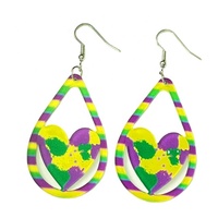 Mardi Gras unisexe boucles d'oreilles violet vert or paillettes Dangle pour la Nouvelle-Orléans Carnaval bijoux pour filles et garçons