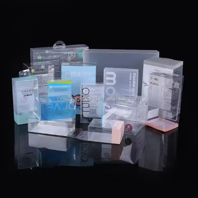 Eco-friendly Clear Folding Plastic PET Transparent Storage Gift Box Acetate Cube PVC Box Packaging With or Without Hanger