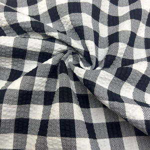 <span class=keywords><strong>Tissu</strong></span> en coton à carreaux gingham froissé sans repassage pour robe, sac d'enfant, 50 pouces, 80 g/m², en stock - Product Image 4