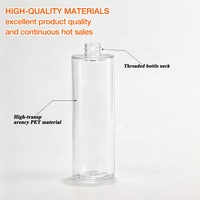 Botella de Loción Cilíndrica Transparente de PET de Lujo Minimalista con Bomba y Tapa Negras, Envase de Suero Recargable a Prueba de Fugas, Servicio OEM