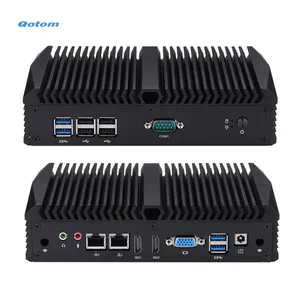 Qotom PC piccolo computer thin client X86 low power 12V 3 display Port Dual HD Dual Lan Fanless Mini PC industriale Core i3 i5 i7