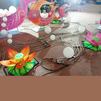 Lanterne LED en soie pour le Festival chinois, motifs de fleurs et dessins animés