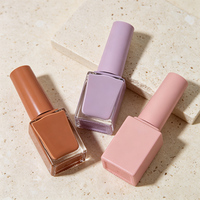 Flacon de vernis à ongles en verre mat personnalisé avec étiquette privée 14 ml avec bouchon à pinceau, style luxueux pour manucure professionnelle