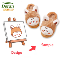 DERAN nouveau labubu moelleux floue diapositives pantoufles Animal en peluche maison diapositives femmes hiver confortable chaud chaussures broderie pantoufle personnalisée