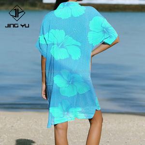 Robe chemise en rayonne viscose à imprimé personnalisé de haute qualité Hawaï avec poche boutonnée - Product Image 2