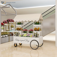 Chariot de présentation mobile commercial, chariot de vente portable, stand de vente au détail, chariot de marché, chariot de promotion événementielle, chariot de fleuriste en métal