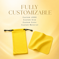 Pochette à cordon en microfibre pour lunettes avec kit de chiffon de nettoyage assorti pour l'entretien quotidien, logo personnalisé, vente en gros de pochettes