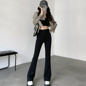 Women's High Waist Straight Leg Jeans Size XL Breathable Denim Bow Crystal Decoration Dark Wash Random Style High Street Animal - Product Image 3
