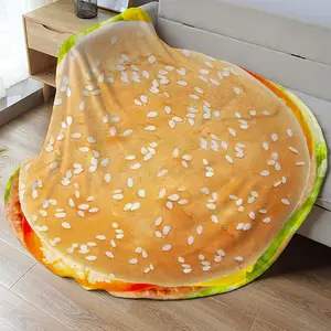 Hot Sale Custom Realistic Food Novelty Blanket Fleece Pizza Throw Blanket Round Tortilla Throws Blanket