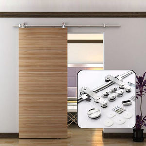 Kit de quincaillerie pour porte coulissante de grange moderne de 1,8 m en acier inoxydable SS304 à montage supérieur, 2 m, accessoires durables pour portes et fenêtres - Product Image 1