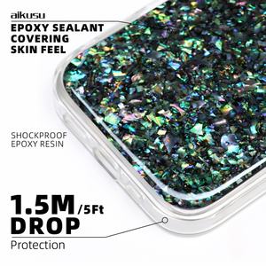 Coque de luxe Aikusu en nacre naturelle bleue à motif damier pour iPhone 17 16 15 14 13 12 11 Pro Max - Product Image 2