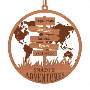 Adorno Personalizado de Aventura Viajera, Decoración Personalizada con Destino, Regalo de Viaje para Parejas en Navidad - Product Image 4