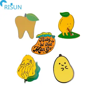 Manufacturer Metal Mango Enamel Pin Tooth Mango Fruit Enamel Lapel Pin Custom Logo Dentist Mango Shaved Ice Badge Backing Card