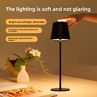 Lampe de table LED 3 CCT à pied haut, design moderne et minimaliste, télécommande, rechargeable, interrupteur tactile pour restaurant, hôtel, usage domestique