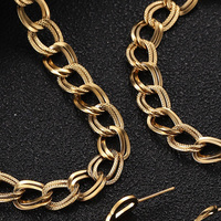 Conjunto de Joyería Punk de Acero Inoxidable: Gargantilla y Cadenas de Eslabones Cubanos Planos Grandes y Gruesos Ovalados para Mujer