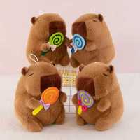 Peluche Capybara Kawaii avec sucette, jouet en peluche doux et moelleux tenant un bonbon, Capybara relaxé, cadeau d'anniversaire pour filles