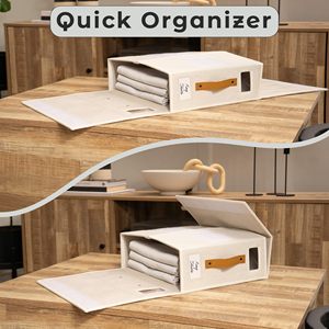 Organizadores de sábanas y bolsas de almacenamiento para sábanas debajo de la <span class=keywords><strong>cama</strong></span> o armario Cajas de almacenamiento con asas dobles y etiquetas de organización - Product Image 6