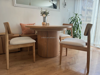 Table Ronde Transformable avec Rangement et Banc Extensible, Entièrement Dépliable pour Accueillir Plus de 10 Personnes et Entièrement Rétractable pour Accueillir 5 Personnes