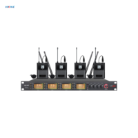 Microphone cravate sans fil UHF professionnel HKNC HG-D404-LA à quatre micros, piles AA, connecteur XLR pour église, mariage, réunion, événement
